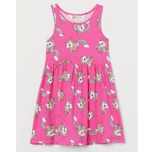 H&M Girls Unicorn Patterned Jersey Dress